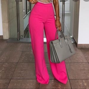 High Waist Pink Wide Leg Pants